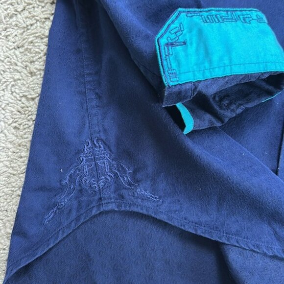 Robert Graham Men’s Textured Fabric Flip Cuffs Long Sleeve Button Down Shirt XL - Picture 5 of 13